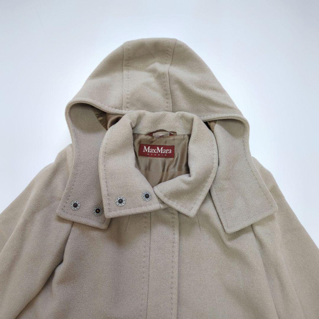 Max Mara STUDIO Long Coat Asian fit M 38 US size S Beige Authentic