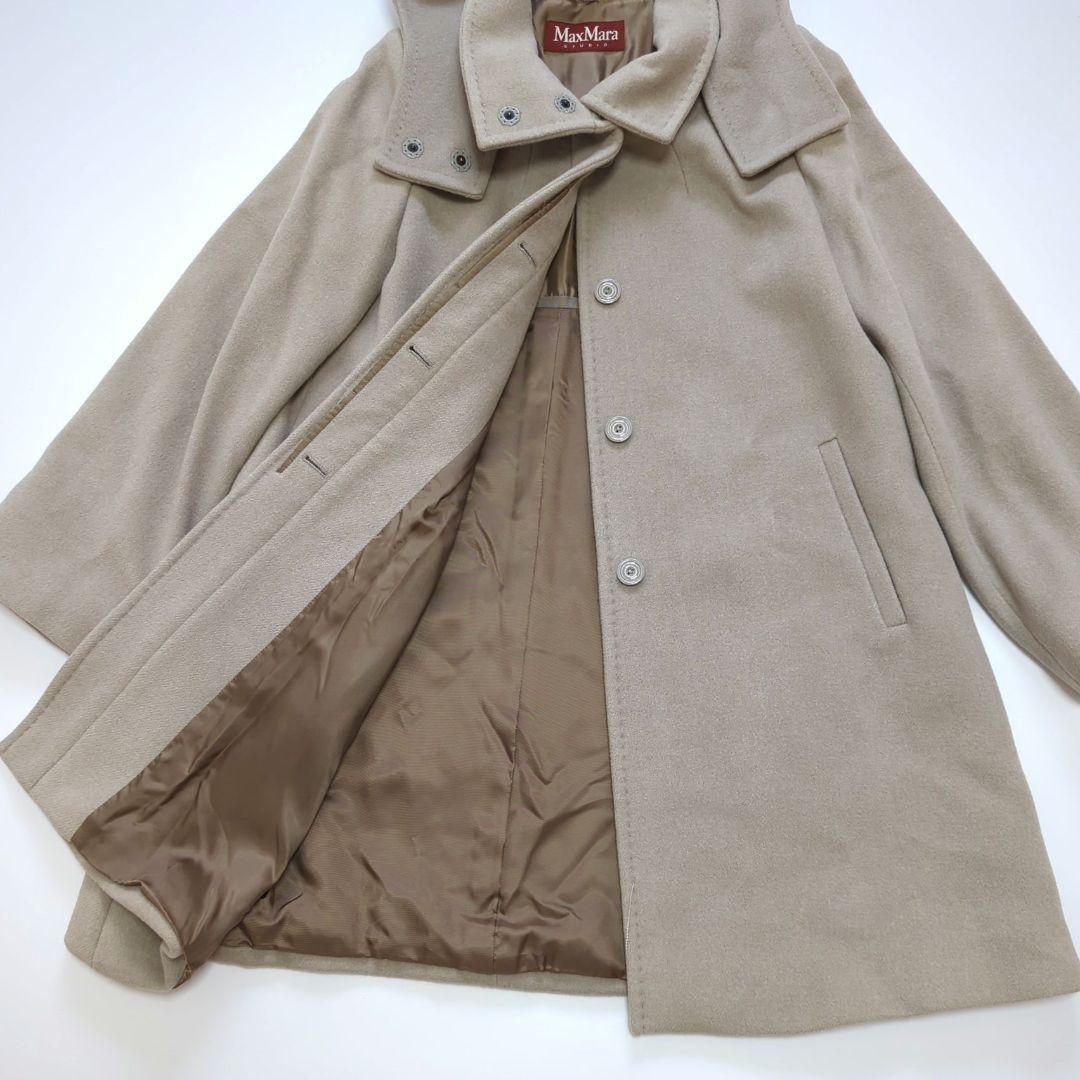 Max Mara STUDIO Long Coat Asian fit M 38 US size S Beige Authentic