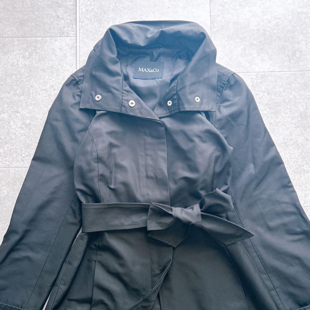 Max Mara Max&co Trench Coat Asian fit L 40 US size M Black Authentic