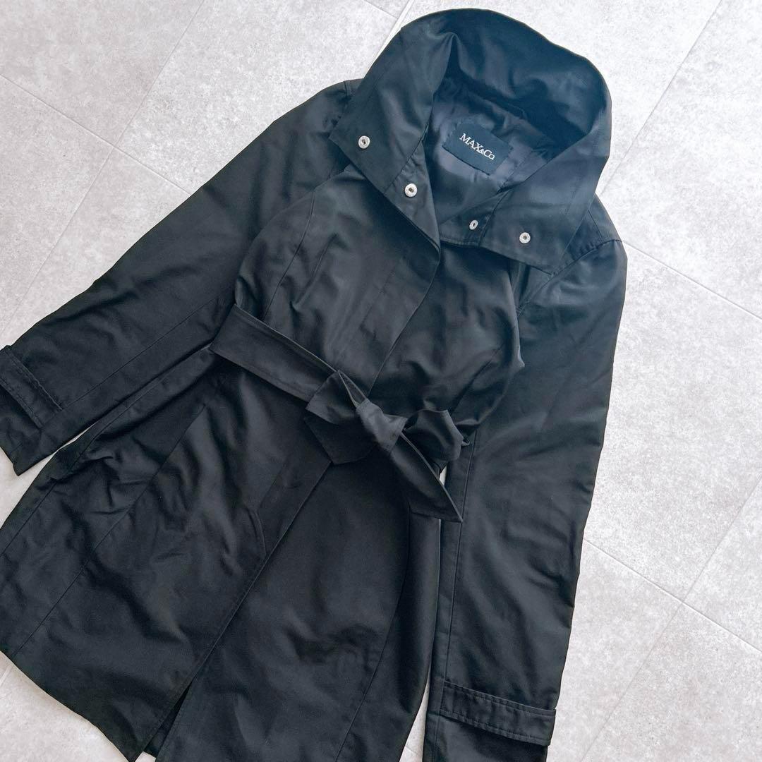 Max Mara Max&co Trench Coat Asian fit L 40 US size M Black Authentic