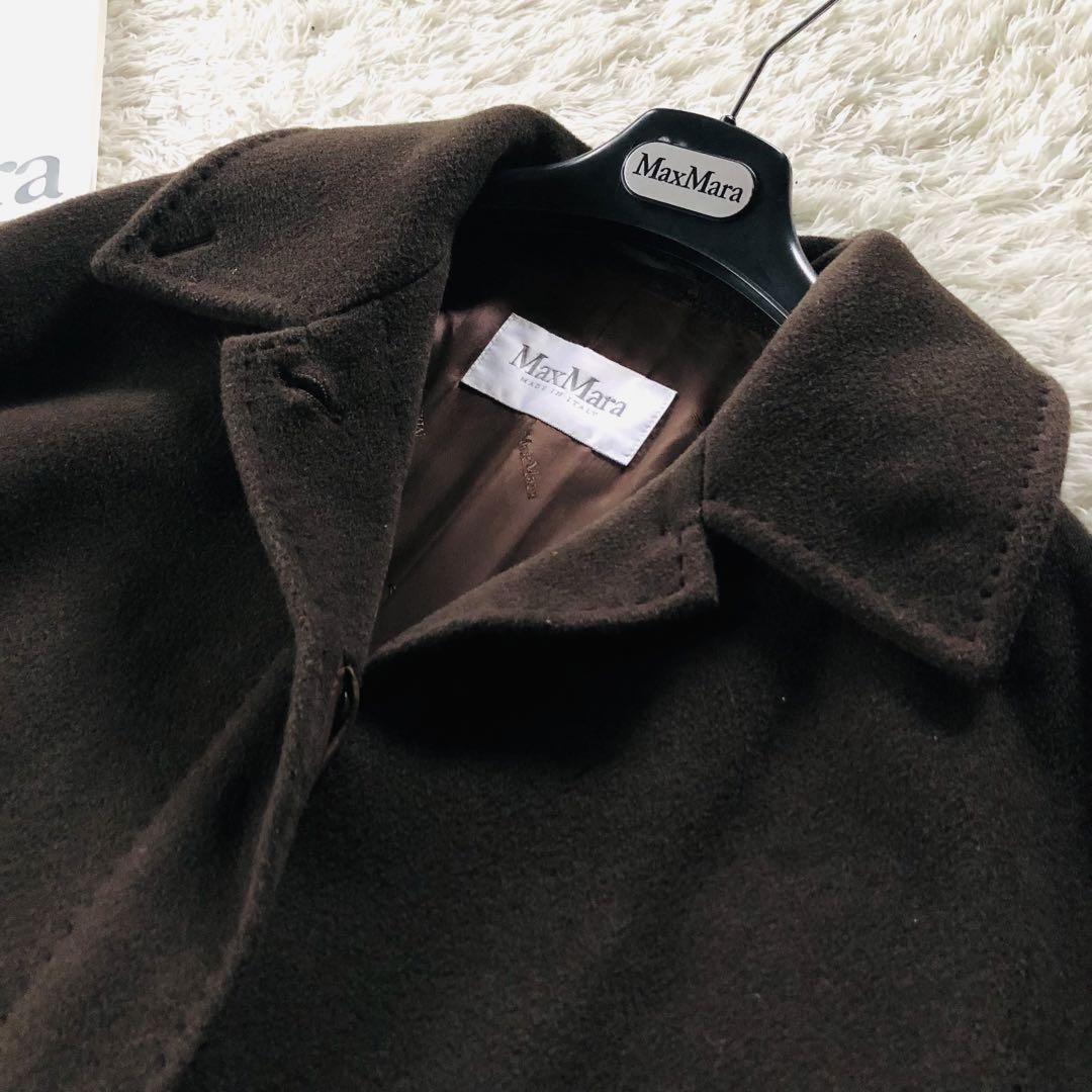 Max Mara Long Coat Asian fit M 38 US size S Dark Brown Authentic