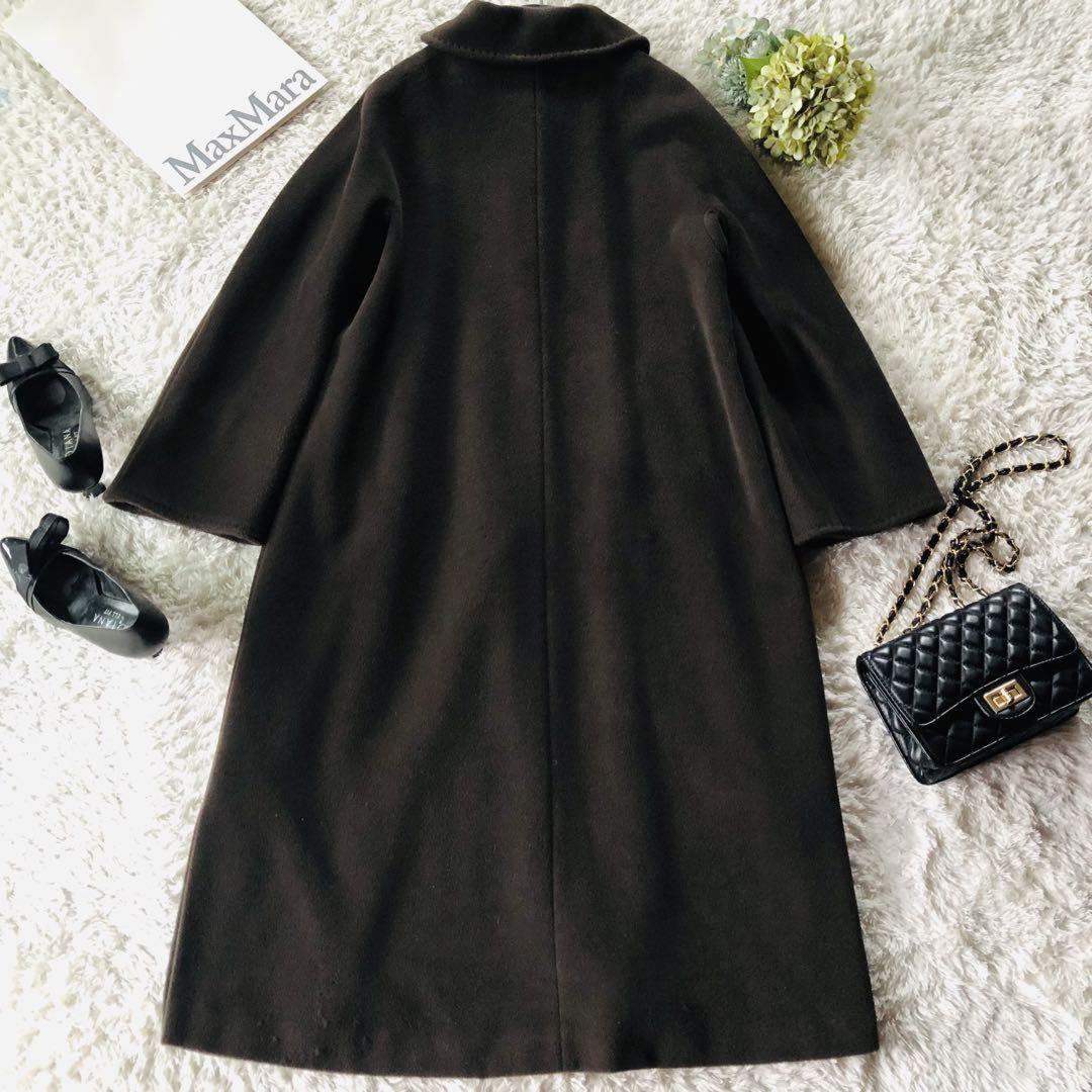 Max Mara Long Coat Asian fit M 38 US size S Dark Brown Authentic