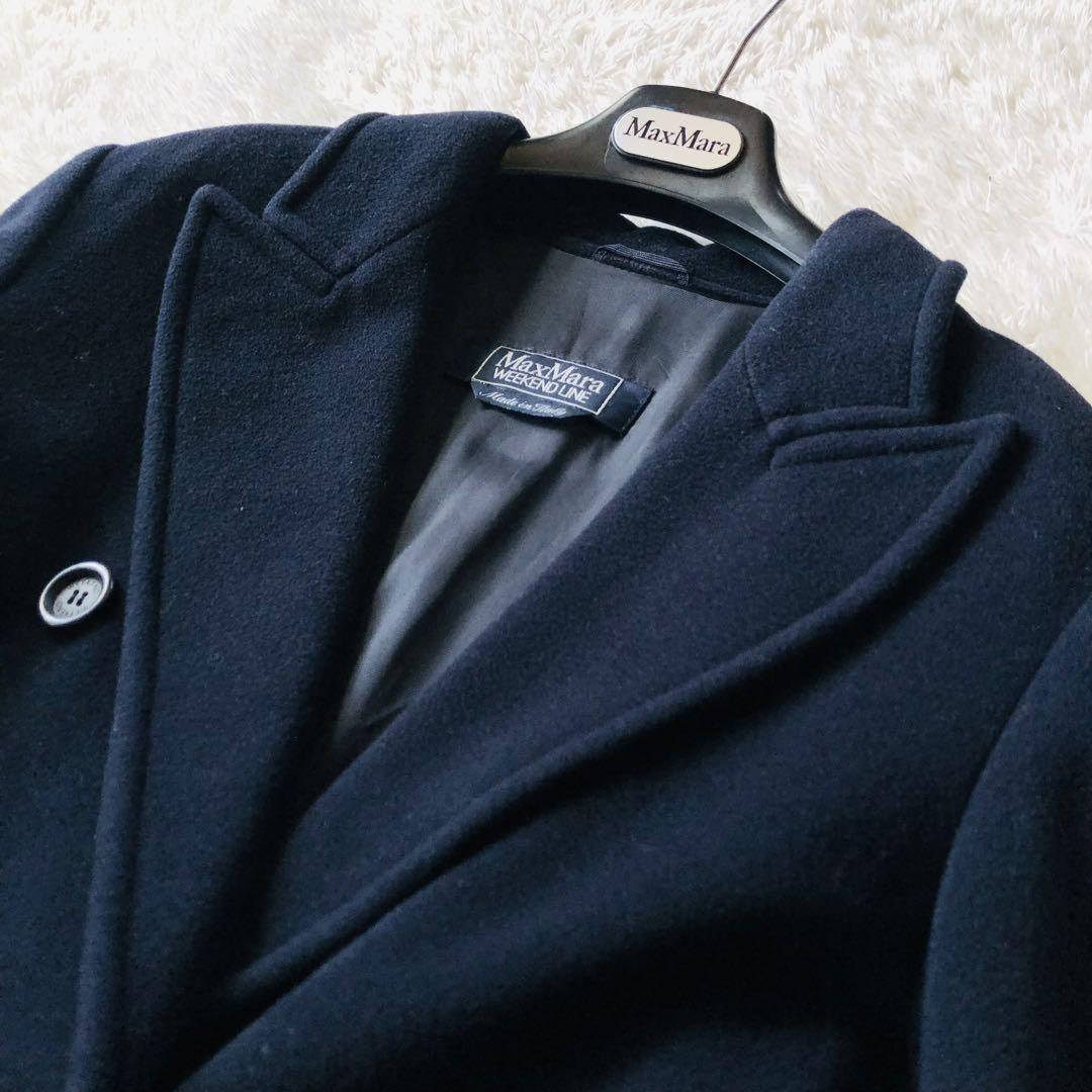 Weekend Max Mara Long Coat Asian fit M 38 US size S Dark Navy Authentic