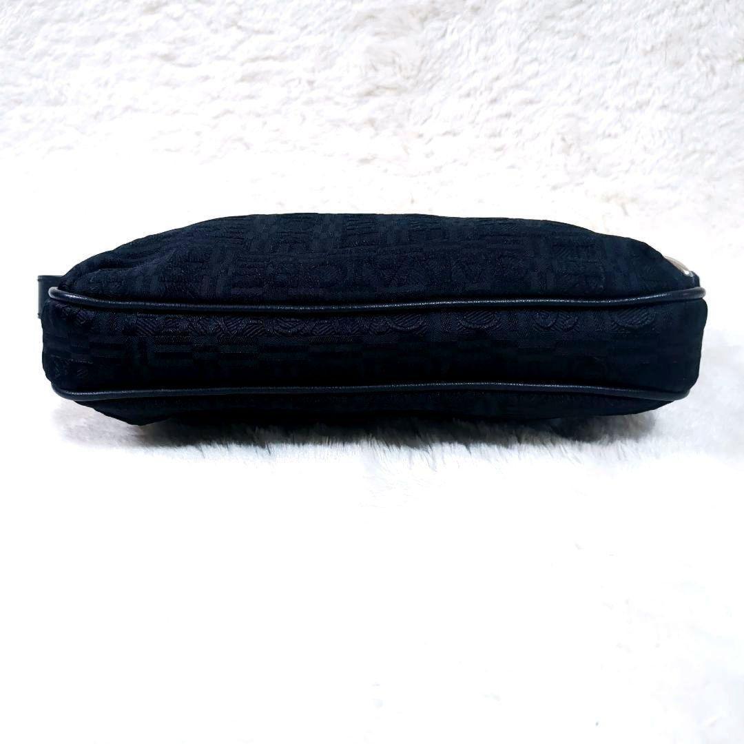 Salvatore Ferragamo Accessory Pouch Hand Bag Tote Purse Leather Canvas Black