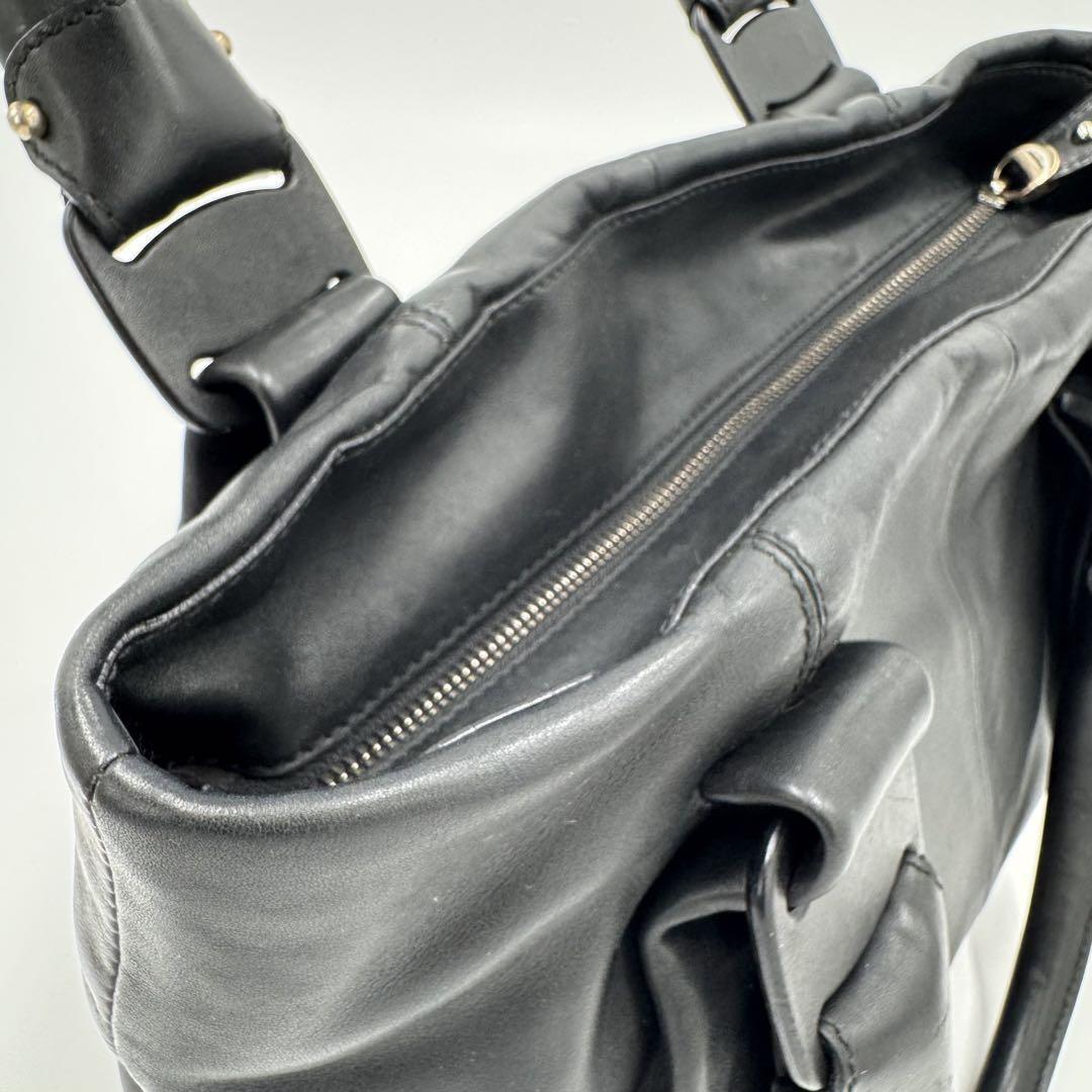 Salvatore Ferragamo Hand Bag Tote Purse Vara Ribbon Leather Black Authentic