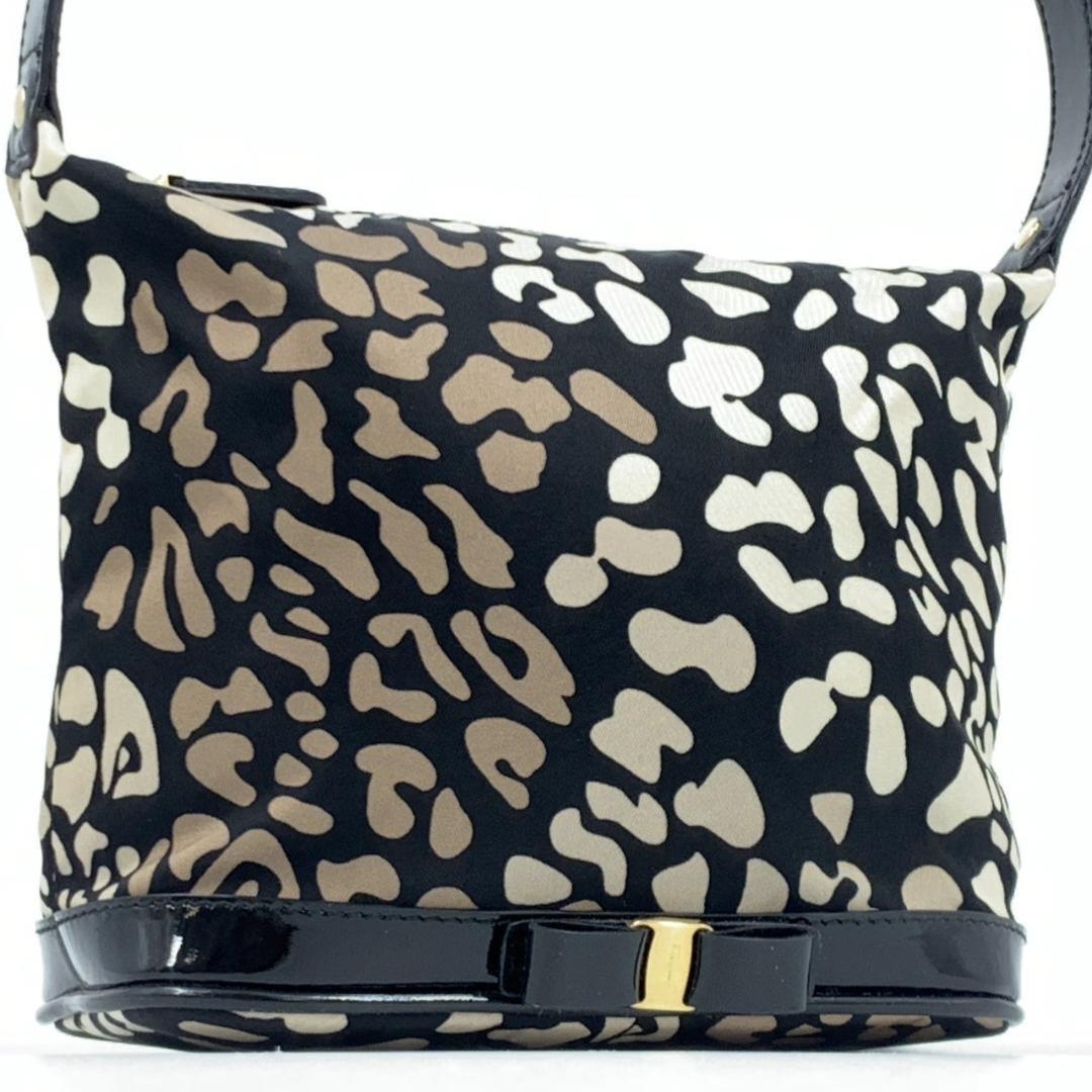 Salvatore Ferragamo Hand Tote Purse Vanity Vara Ribbon Black White Beige Brown