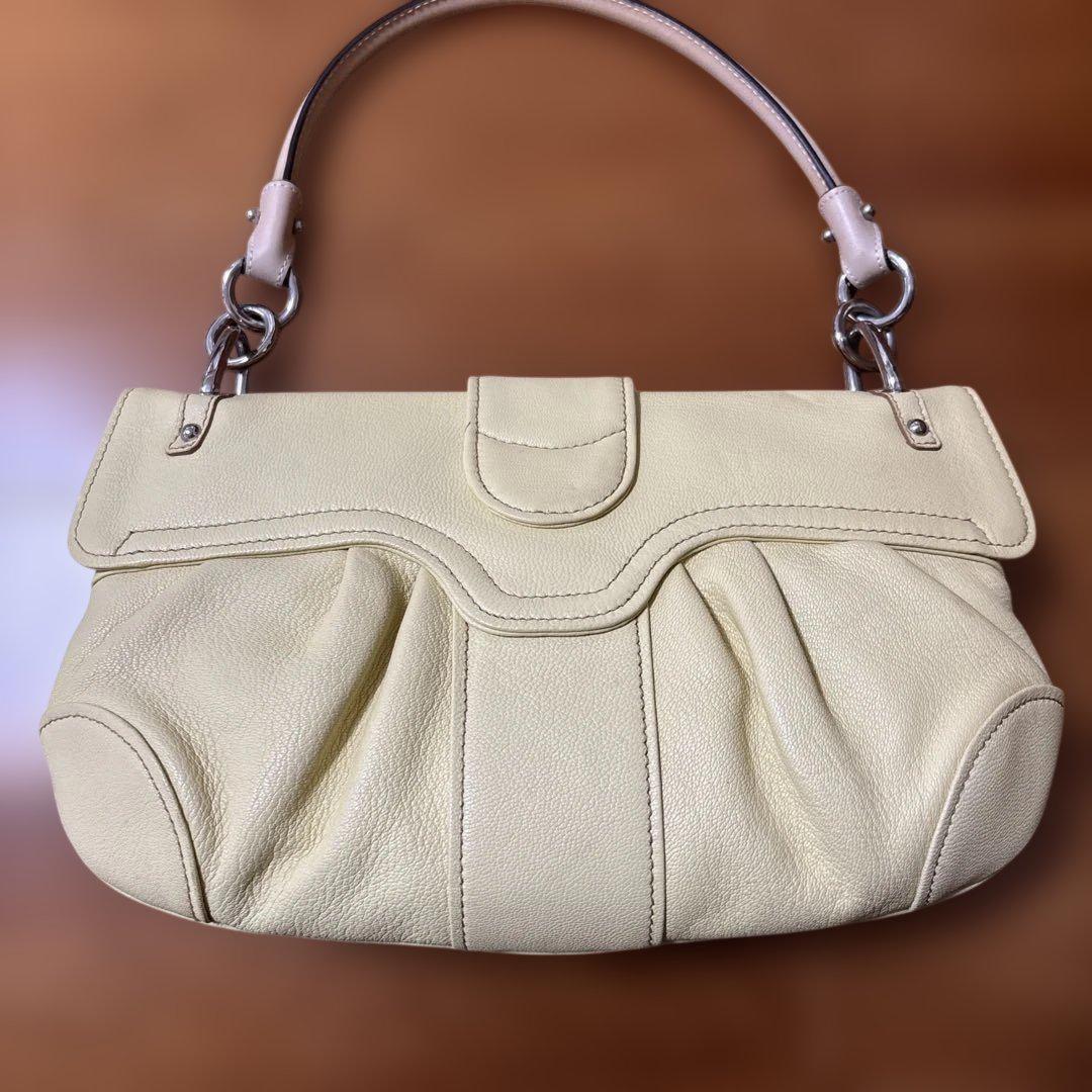 Salvatore Ferragamo Hand Bag Tote Purse Gancini Cream Authentic