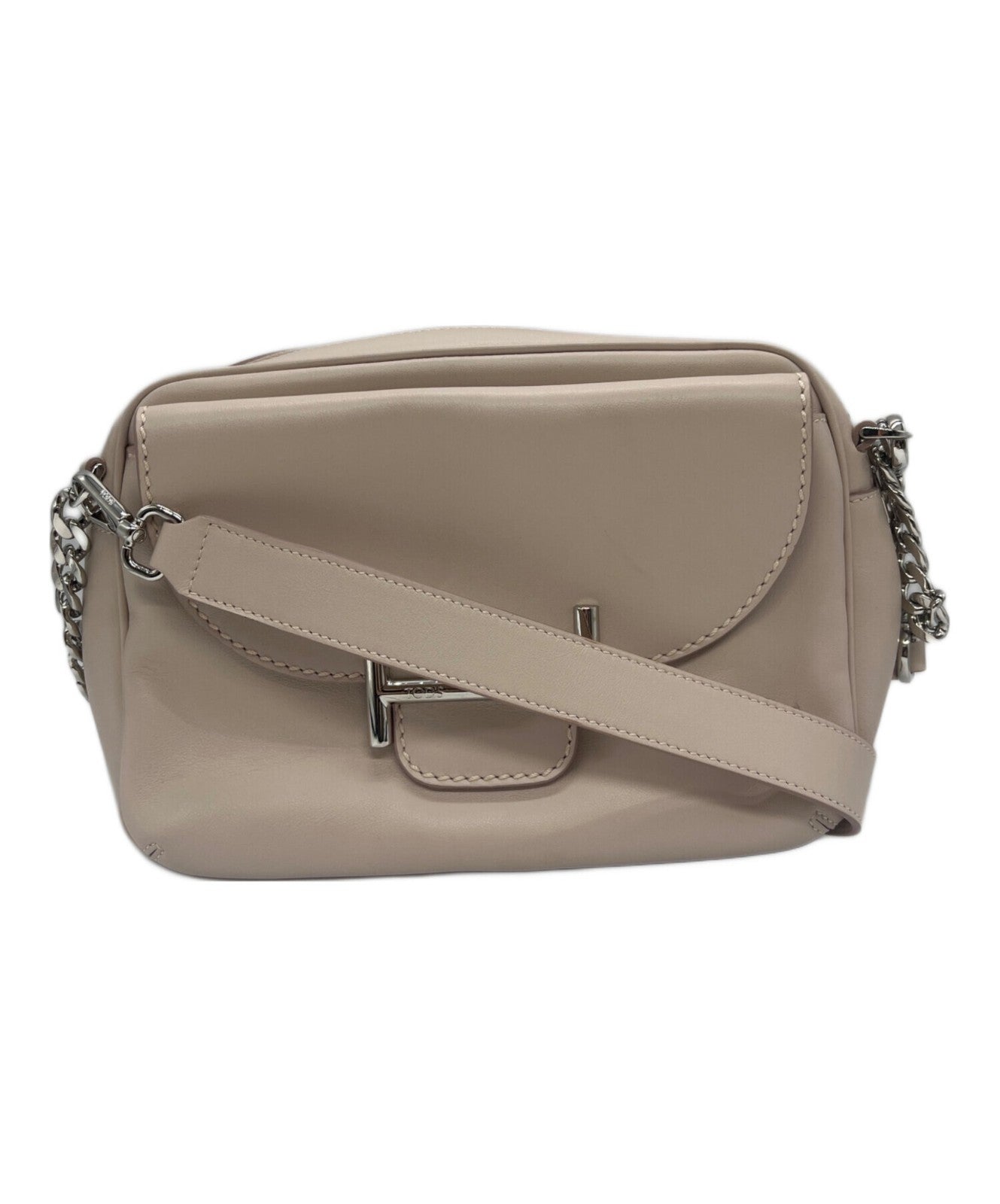 TOD'S Shoulder Bag Purse Double T Camera Bag Pink Authentic