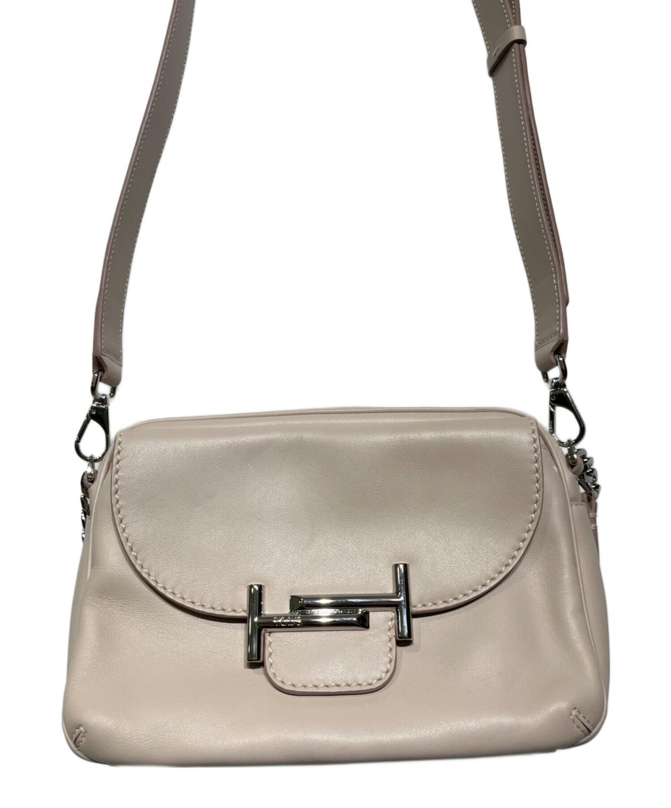 TOD'S Shoulder Bag Purse Double T Camera Bag Pink Authentic