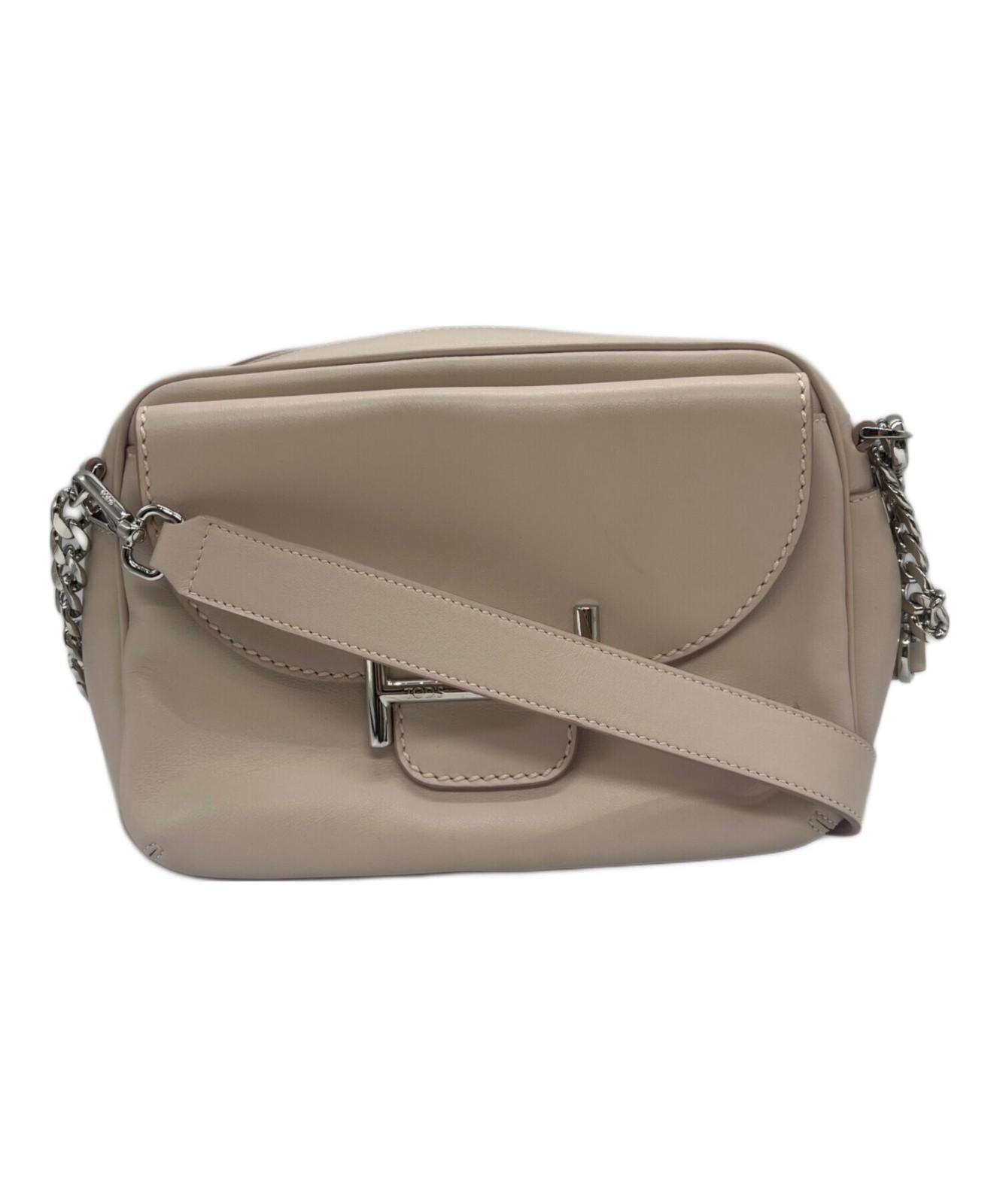 TOD'S Shoulder Bag Purse Double T Camera Bag Pink Authentic