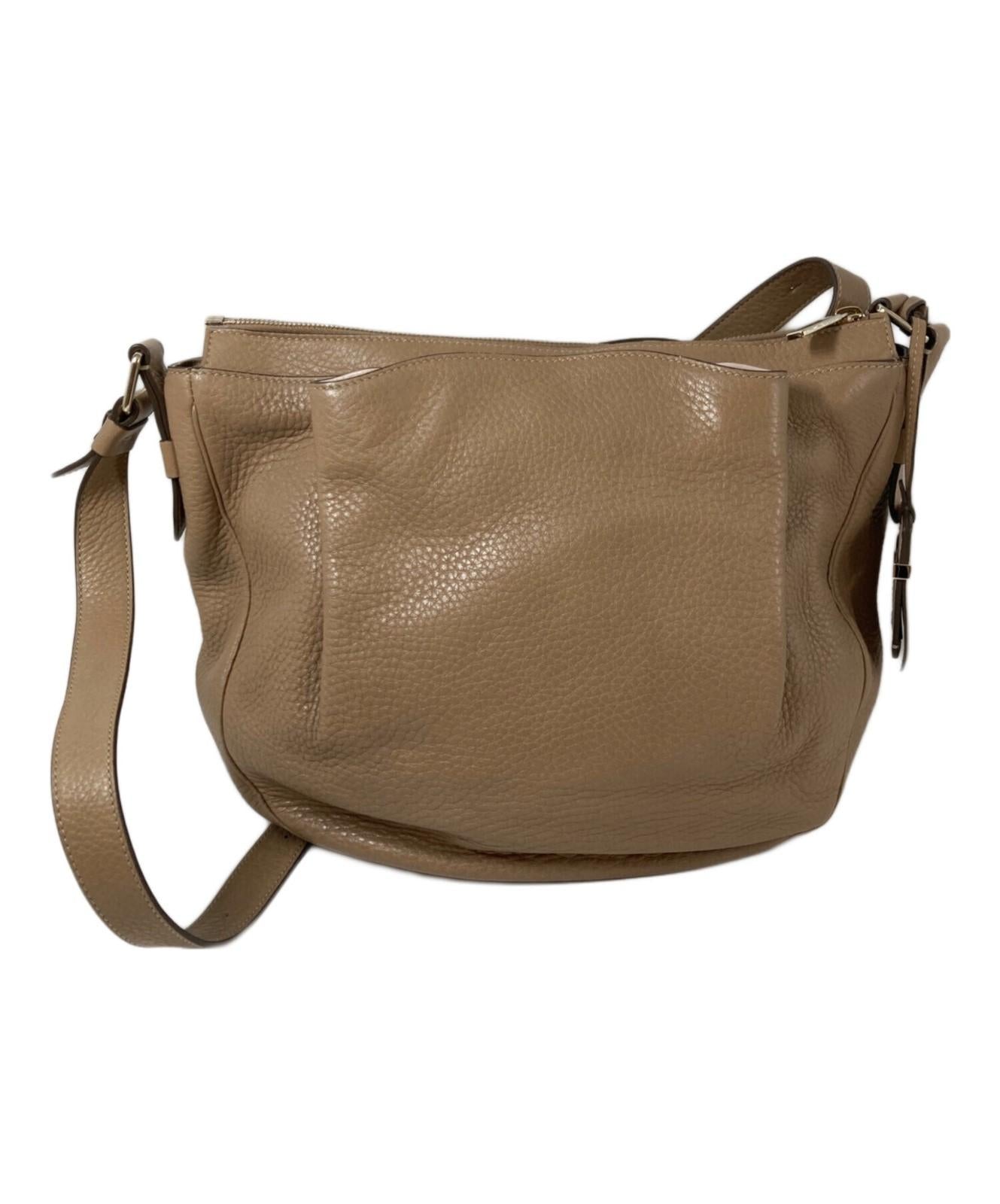 TOD'S Shoulder Bag Purse Leather Beige Authentic