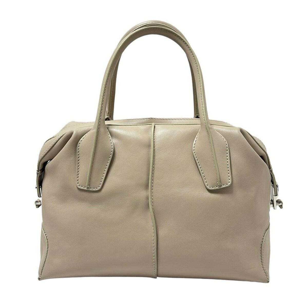 TOD'S Hand Bag Tote Purse D-Styling Leather Beige Authentic