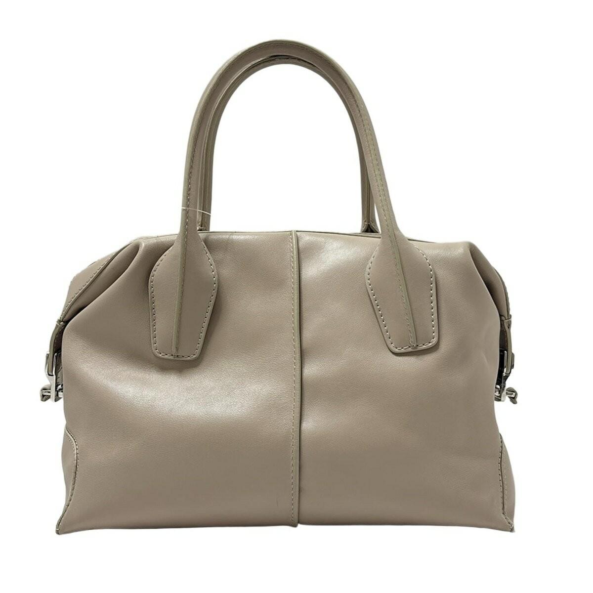 TOD'S Hand Bag Tote Purse D-Styling Leather Beige Authentic