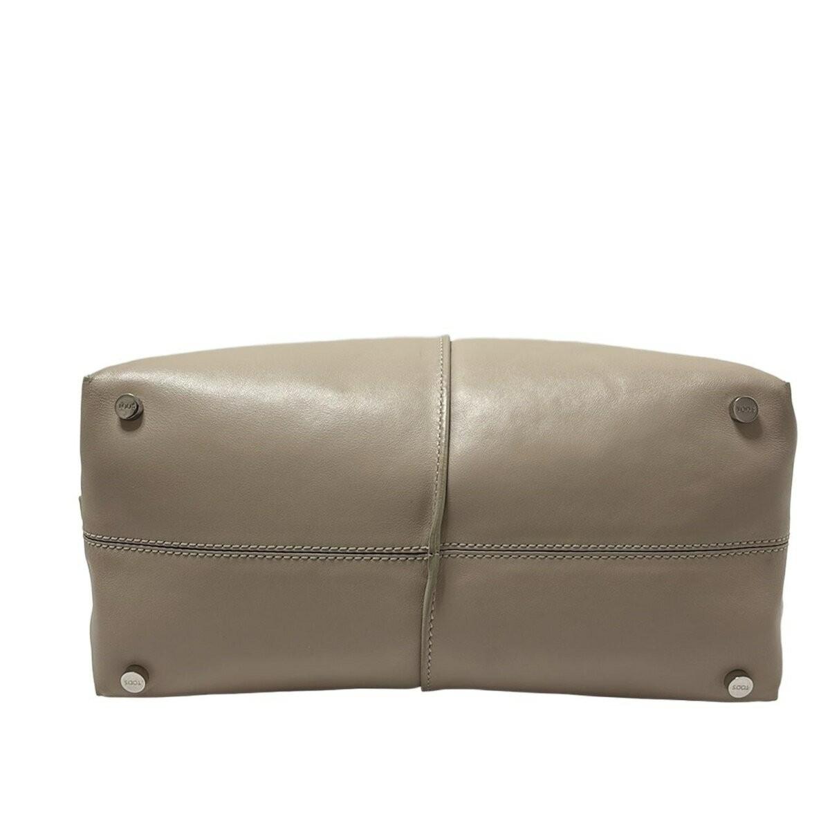 TOD'S Hand Bag Tote Purse D-Styling Leather Beige Authentic