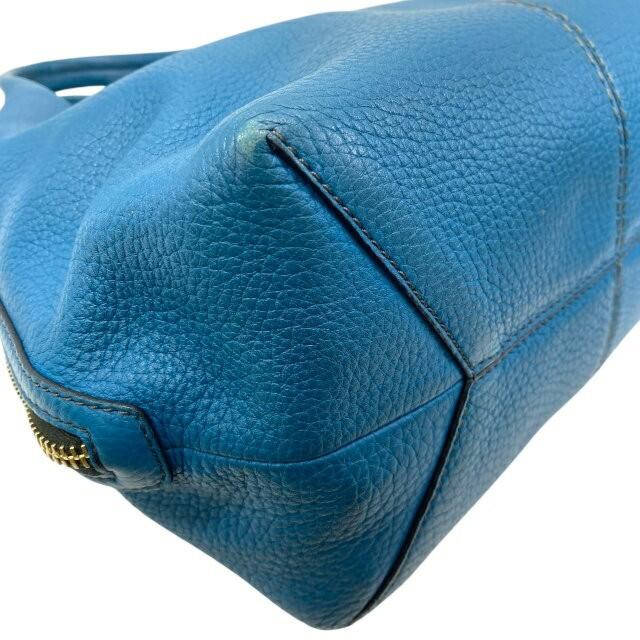 TOD'S Hand Bag Tote Purse Leather Turquoise Blue Authentic