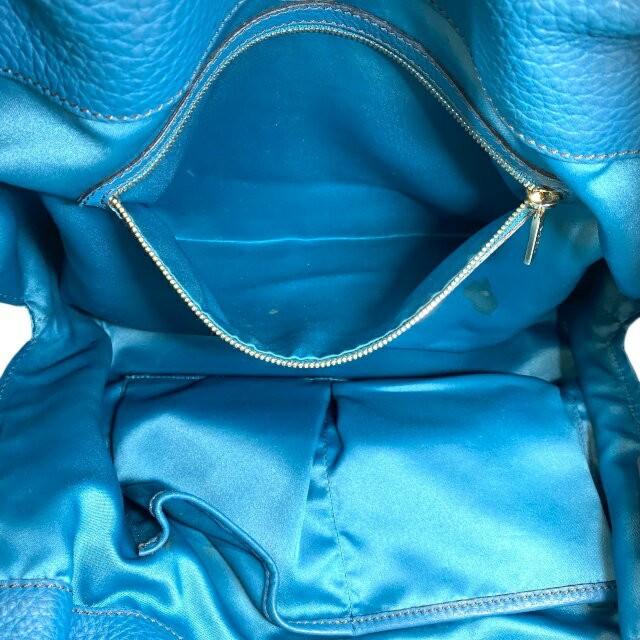 TOD'S Hand Bag Tote Purse Leather Turquoise Blue Authentic