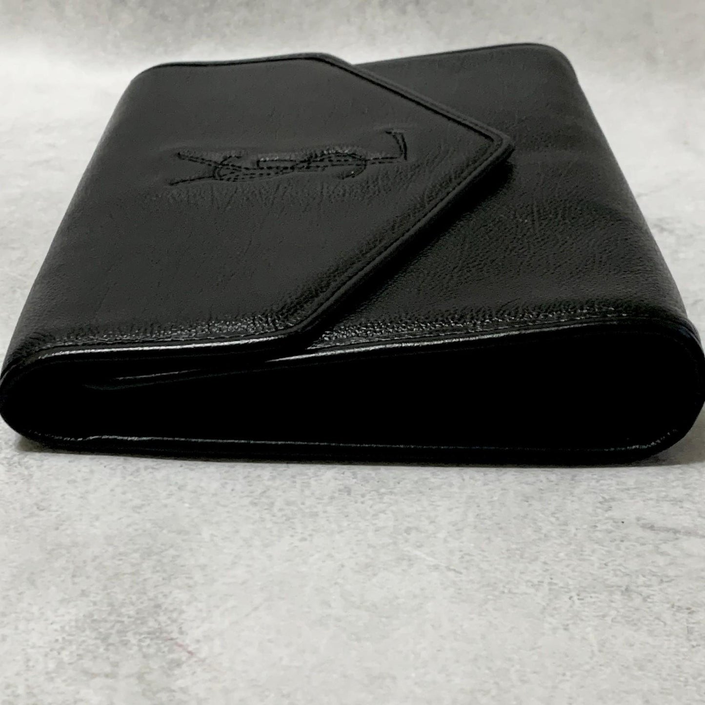 Yves Saint Laurent Clutch Bag YSL Handbag Purse Cassandra Pouch Leather Black