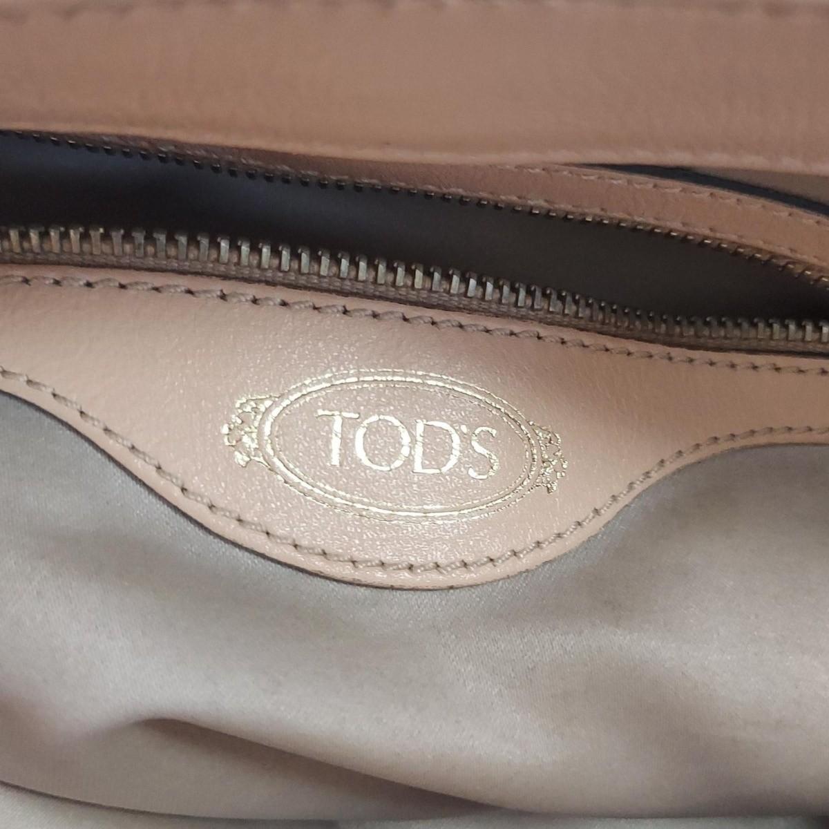TOD'S Shoulder Bag Purse Leather Gray Authentic