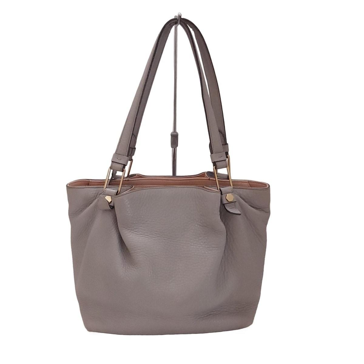 TOD'S Shoulder Bag Purse Leather Gray Authentic