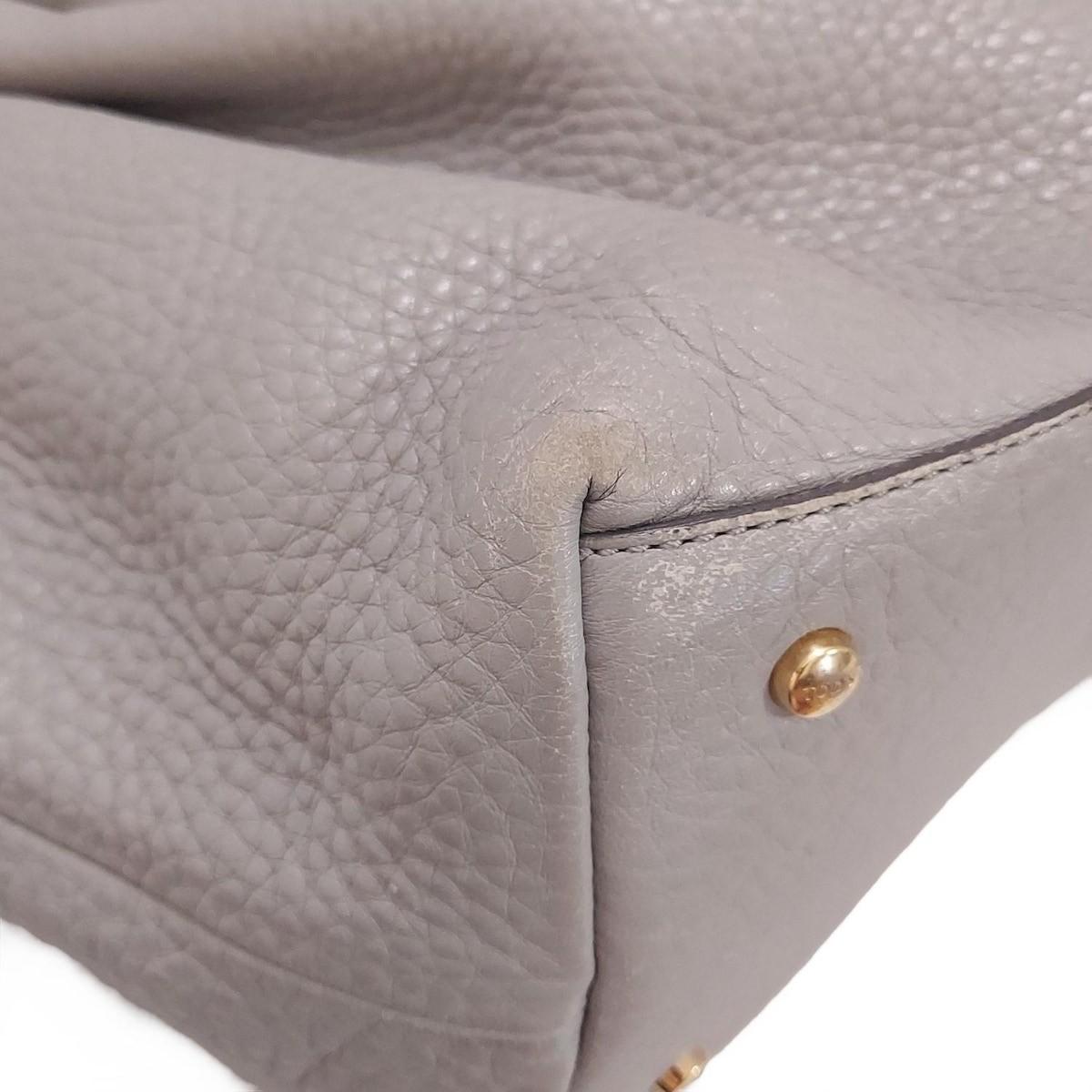 TOD'S Shoulder Bag Purse Leather Gray Authentic