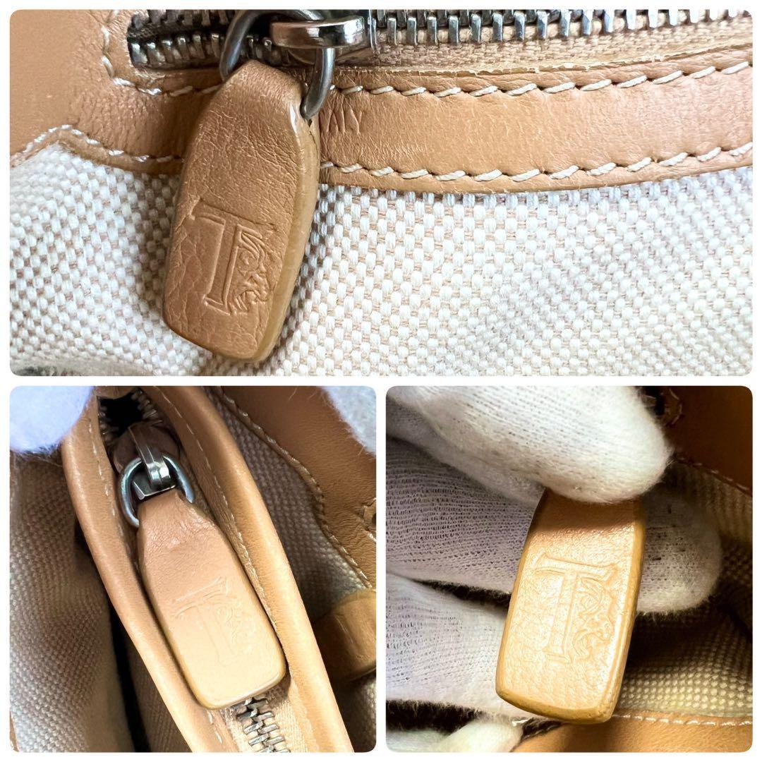 TOD'S Hand Bag Tote Purse D Bag Leather Beige Authentic