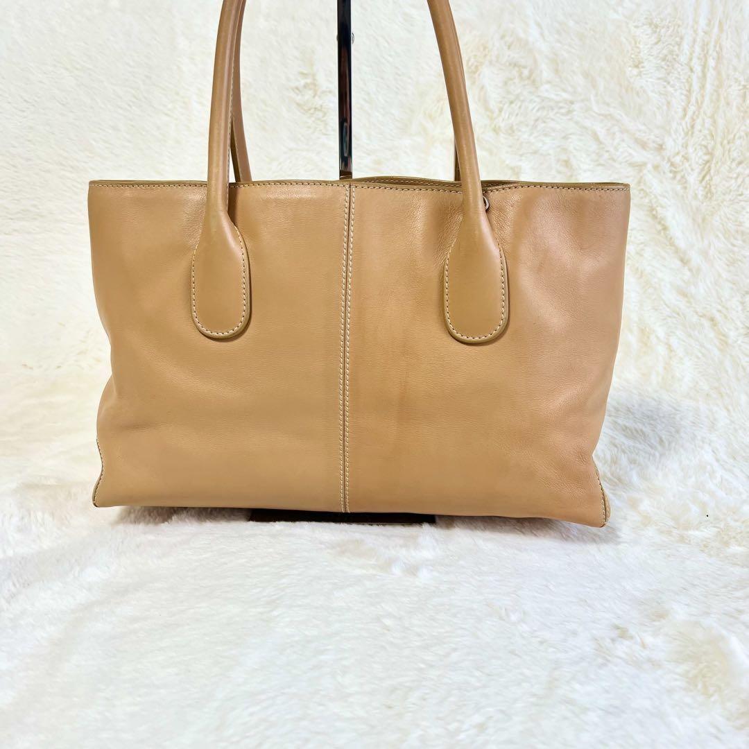 TOD'S Hand Bag Tote Purse D Bag Leather Beige Authentic