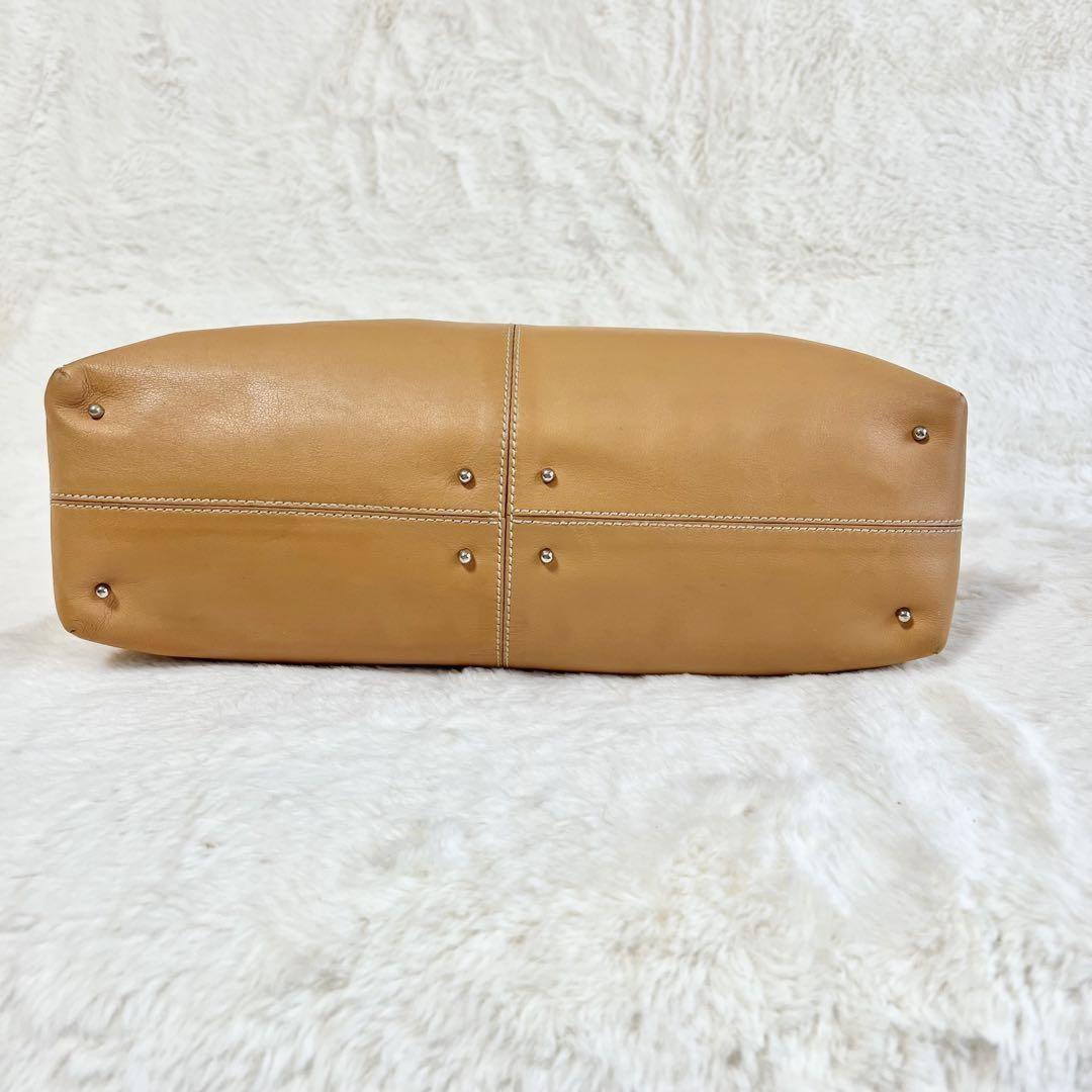 TOD'S Hand Bag Tote Purse D Bag Leather Beige Authentic