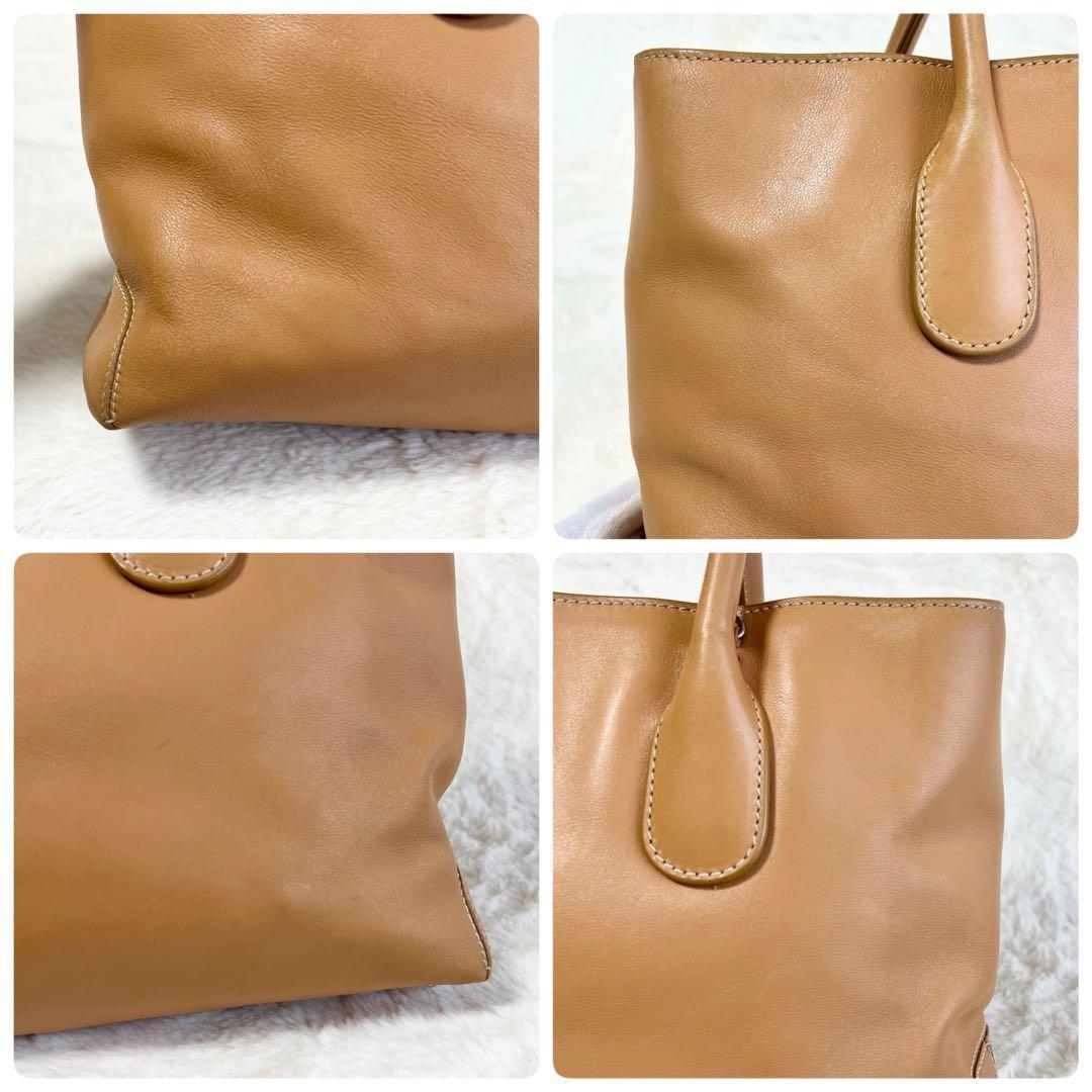 TOD'S Hand Bag Tote Purse D Bag Leather Beige Authentic