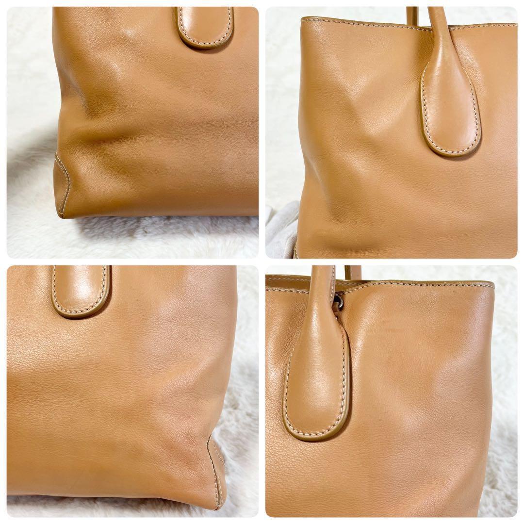 TOD'S Hand Bag Tote Purse D Bag Leather Beige Authentic