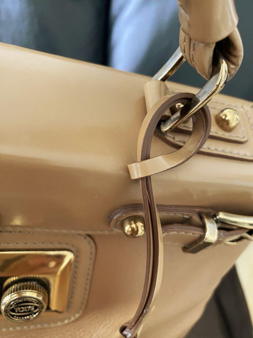 TOD'S Hand Shoulder Bag Tote Purse 2way Dokt Bag Leather Camel Authentic