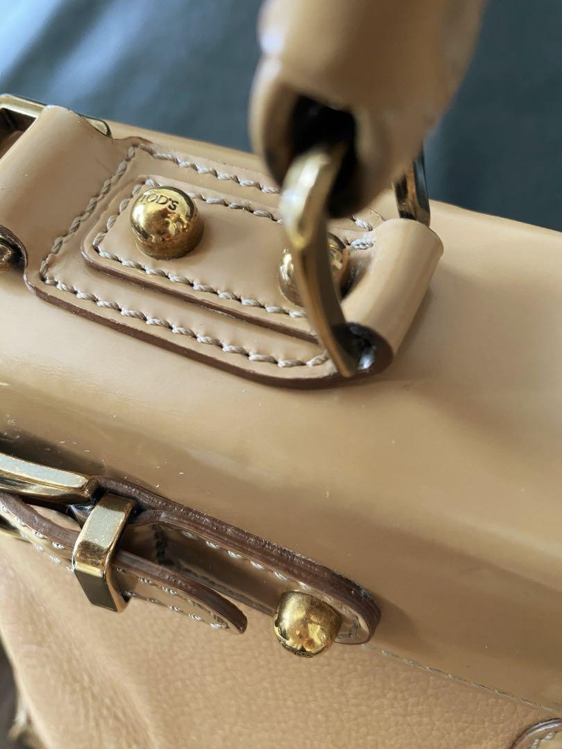TOD'S Hand Shoulder Bag Tote Purse 2way Dokt Bag Leather Camel Authentic