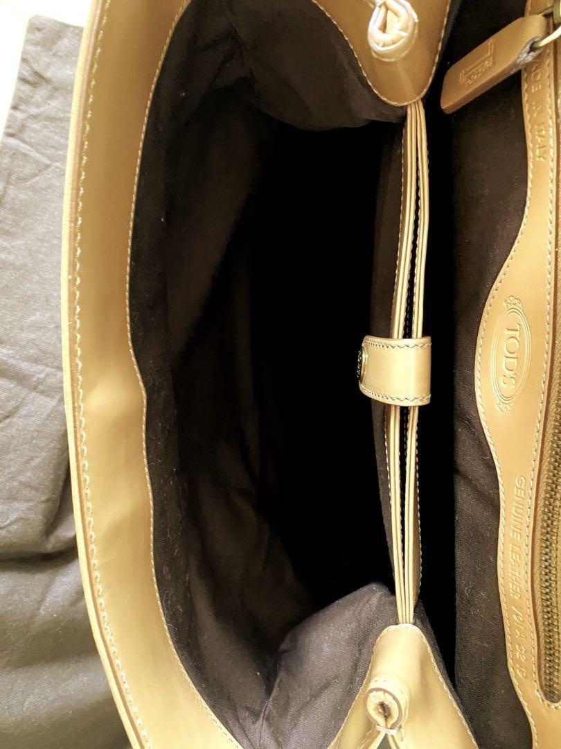 TOD'S Hand Shoulder Bag Tote Purse 2way Dokt Bag Leather Camel Authentic