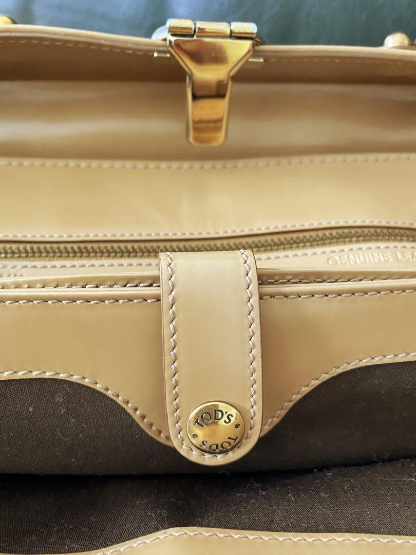 TOD'S Hand Shoulder Bag Tote Purse 2way Dokt Bag Leather Camel Authentic