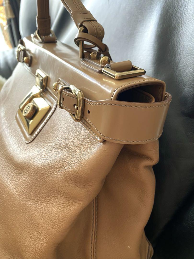 TOD'S Hand Shoulder Bag Tote Purse 2way Dokt Bag Leather Camel Authentic