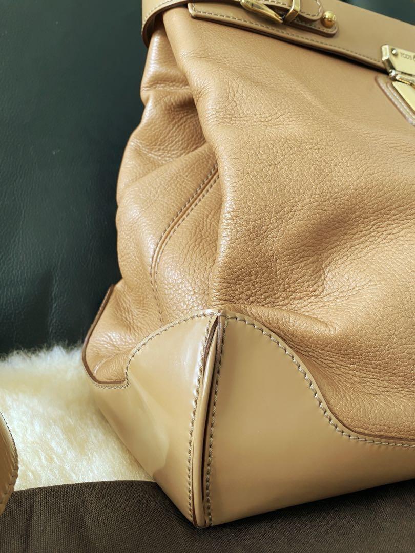 TOD'S Hand Shoulder Bag Tote Purse 2way Dokt Bag Leather Camel Authentic
