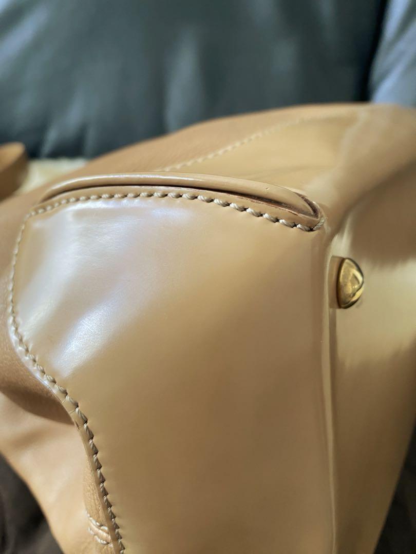 TOD'S Hand Shoulder Bag Tote Purse 2way Dokt Bag Leather Camel Authentic