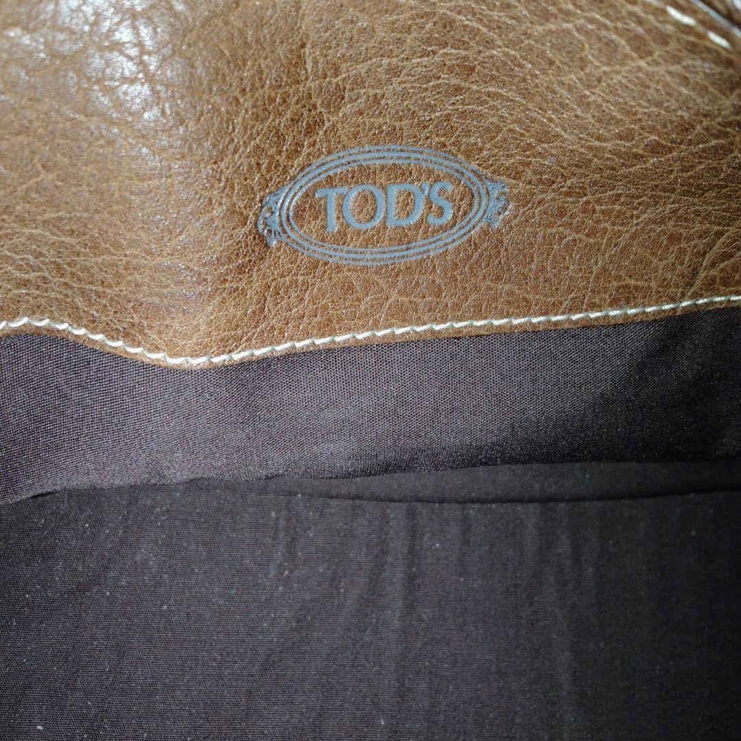 TOD'S Hand Bag Tote Purse Leather Canvas Brown Authentic