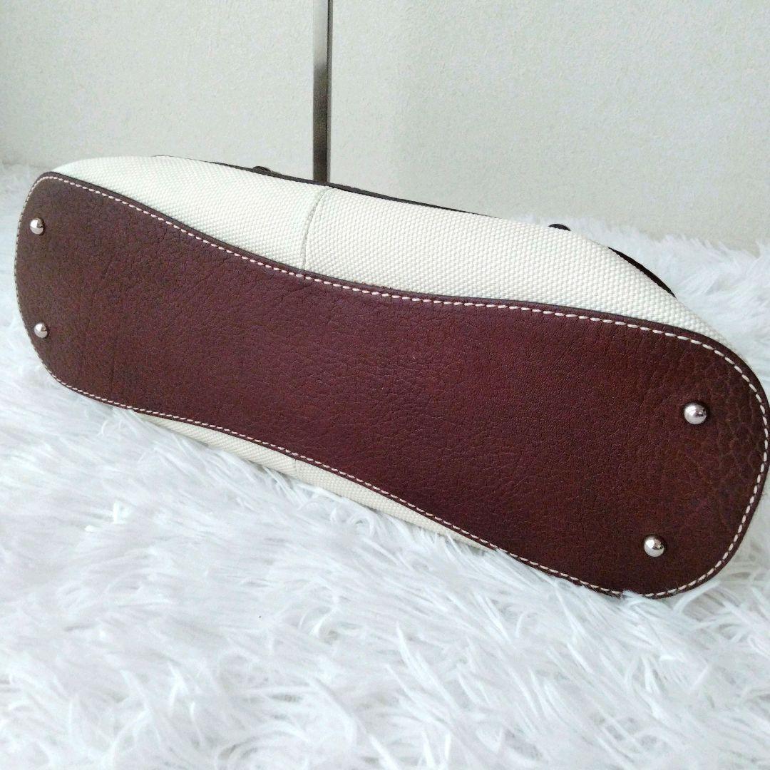 TOD'S Hand Bag Tote Purse Leather Canvas Brown Authentic