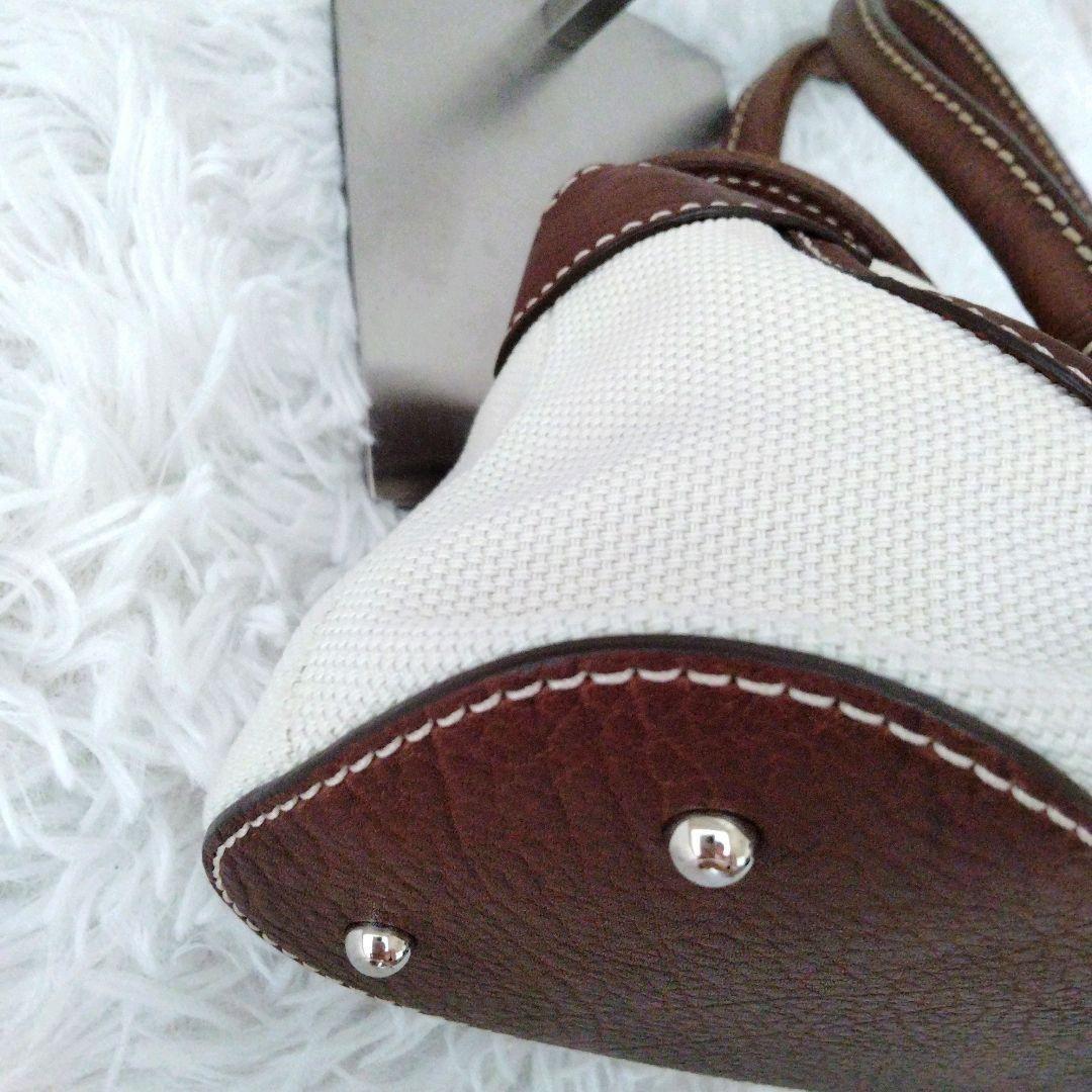 TOD'S Hand Bag Tote Purse Leather Canvas Brown Authentic