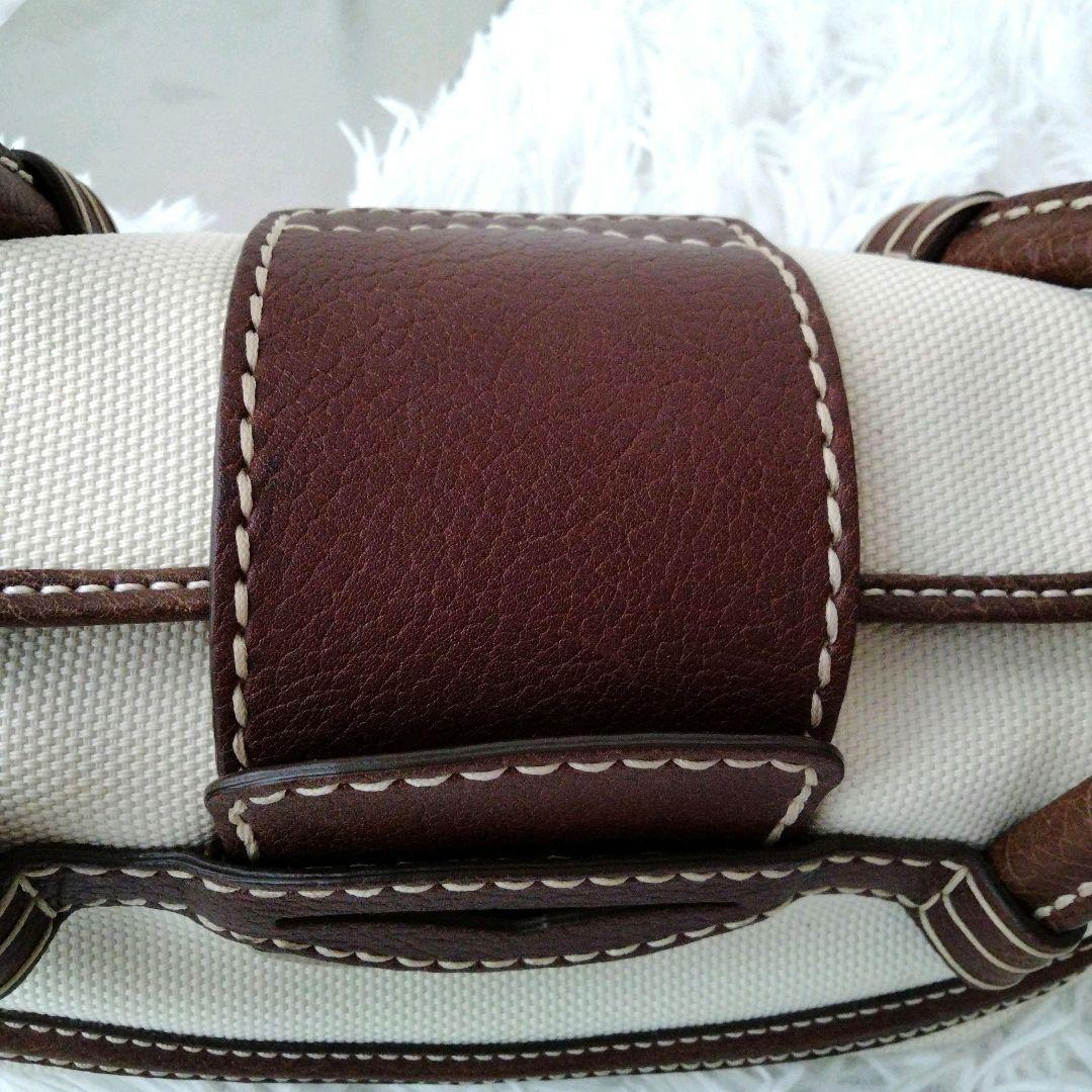 TOD'S Hand Bag Tote Purse Leather Canvas Brown Authentic