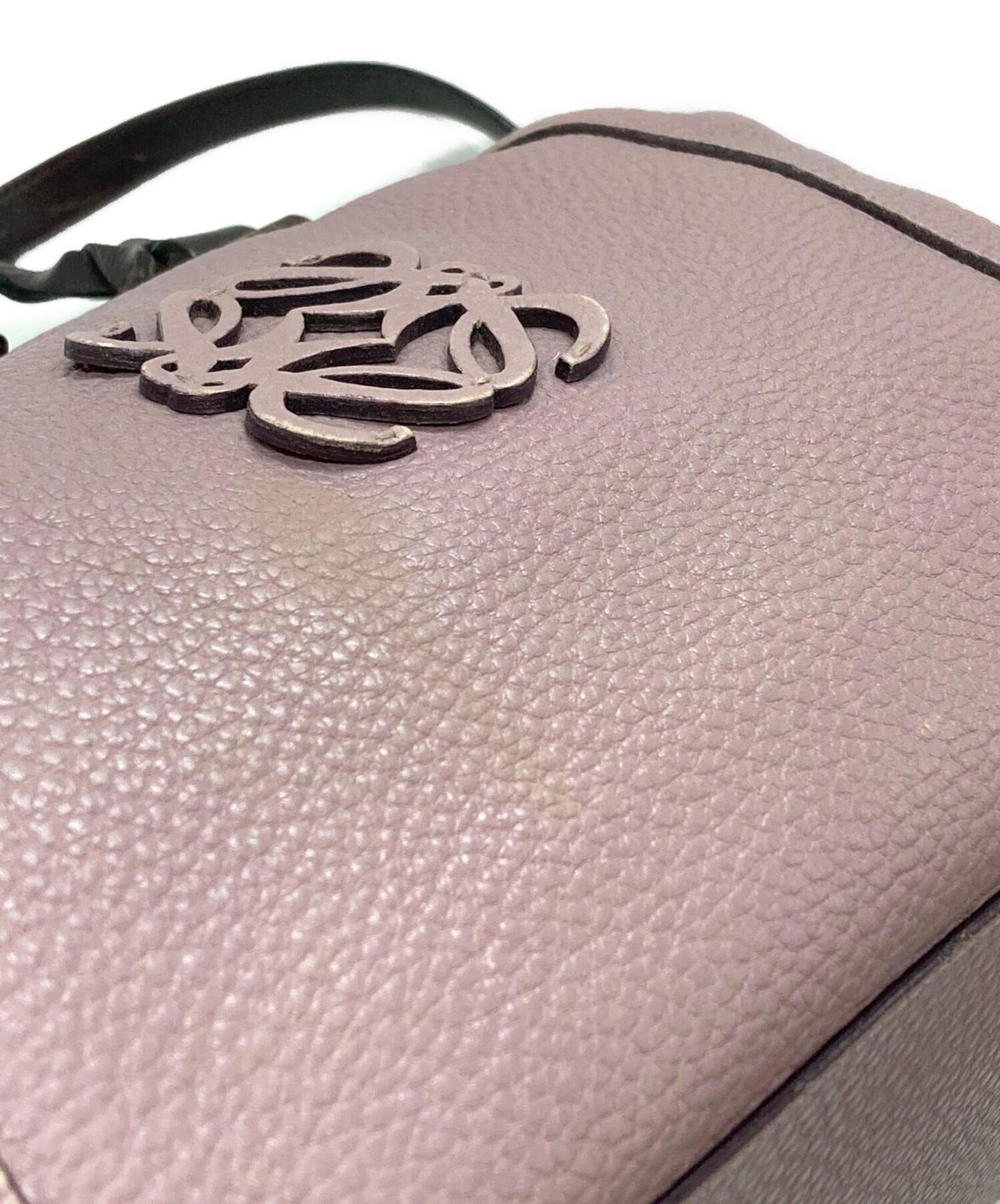 LOEWE Hand Shoulder Bag Tote Purse 2way Anagram Purple Authentic
