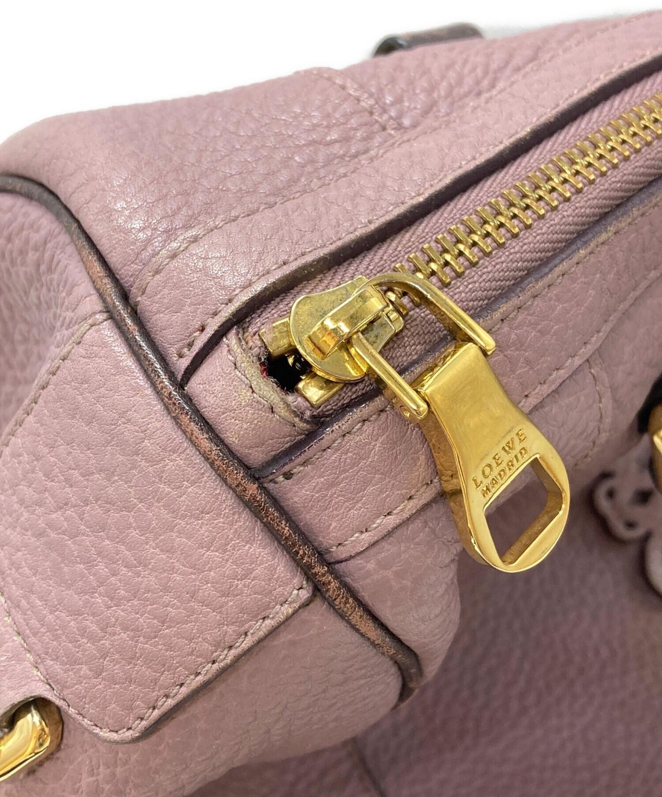 LOEWE Hand Shoulder Bag Tote Purse 2way Anagram Purple Authentic