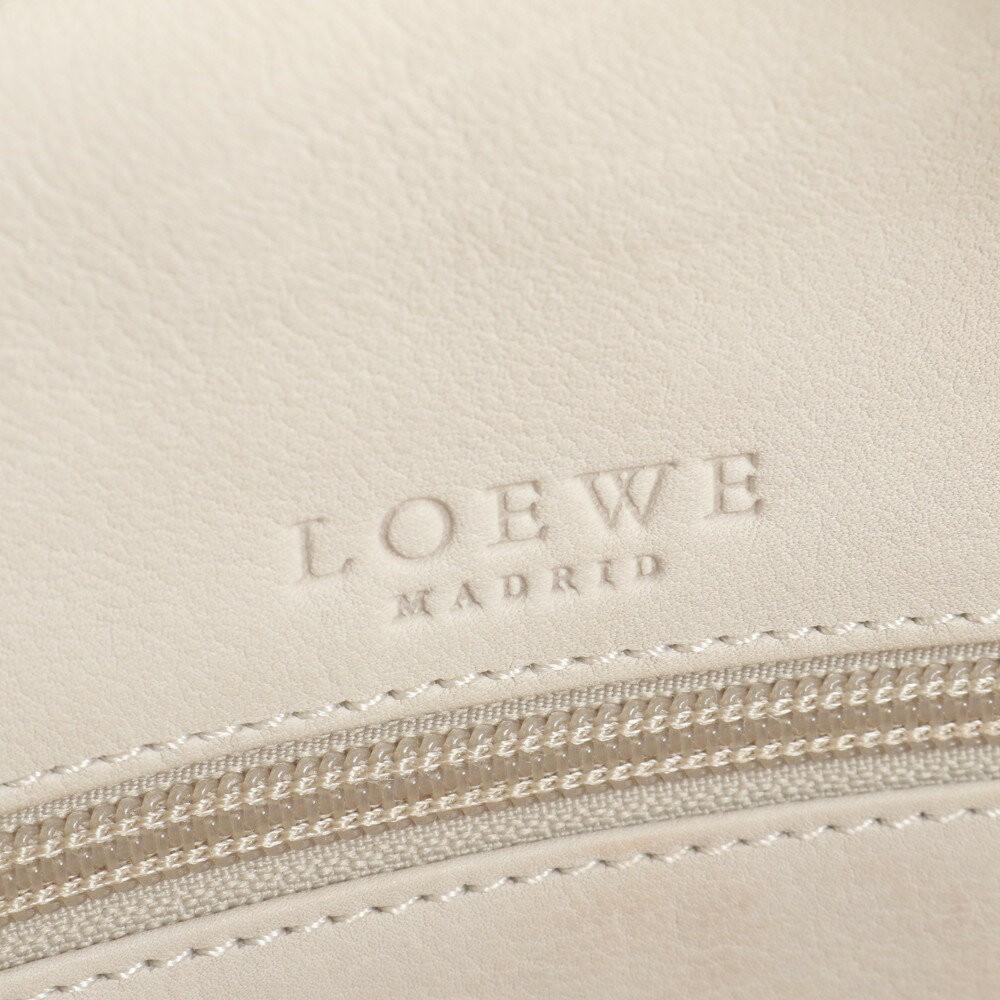 LOEWE Hand Bag Tote Purse Mini Boston Anagram Leather Gray Black Authentic