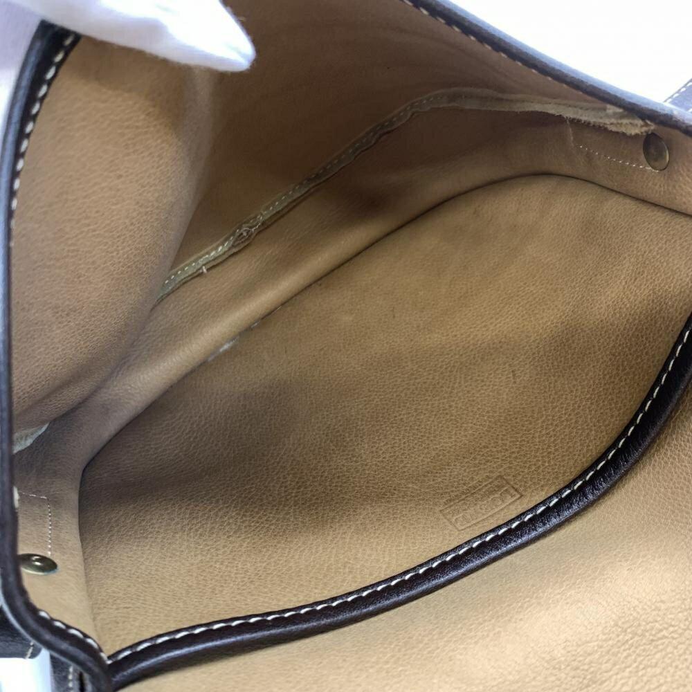LOEWE Shoulder Bag Purse Anagram Suede Leather Brown Authentic