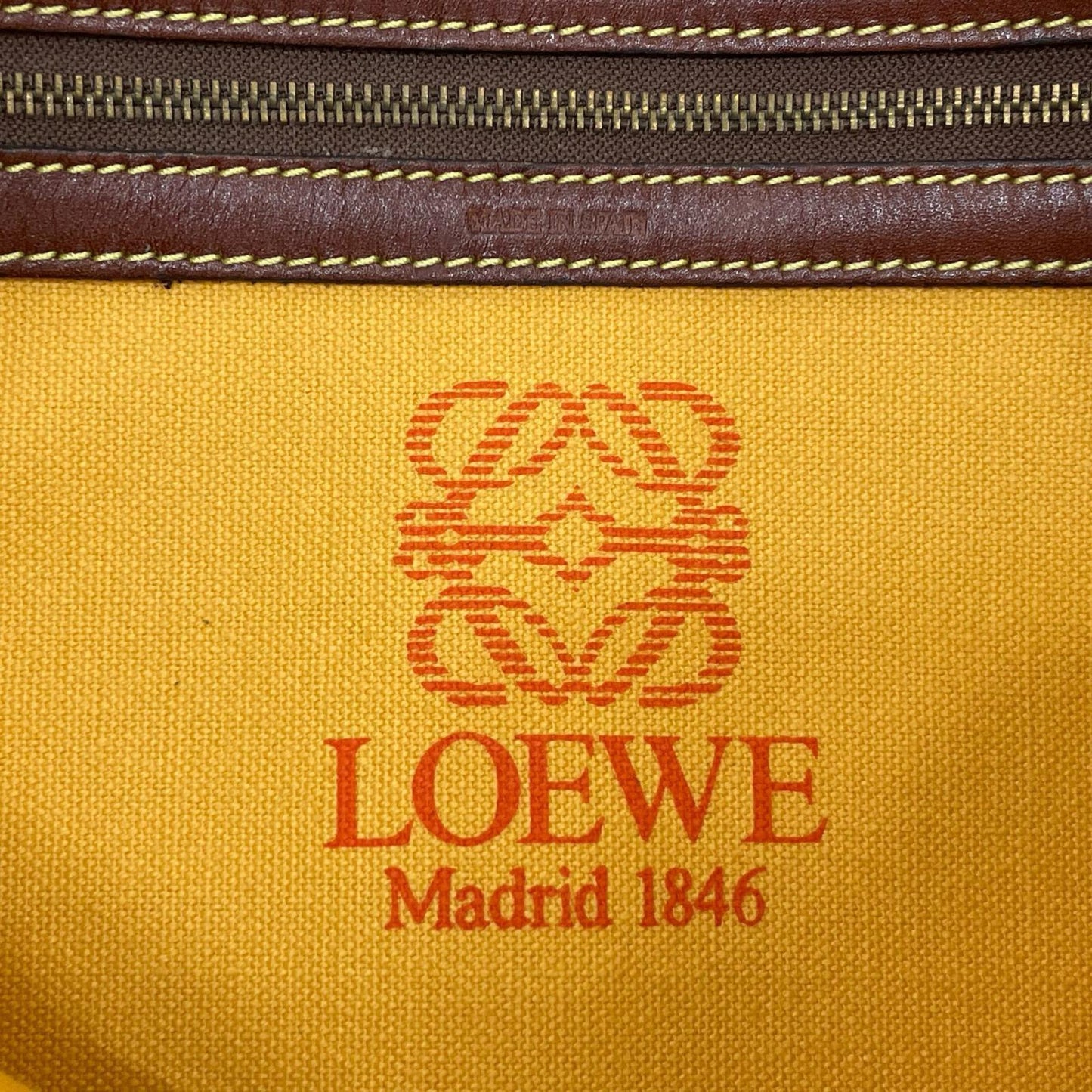 LOEWE Shoulder Bag Purse Anagram Leather Suede Brown Green Authentic