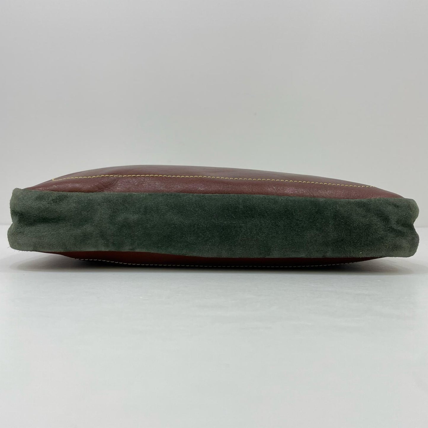 LOEWE Shoulder Bag Purse Anagram Leather Suede Brown Green Authentic