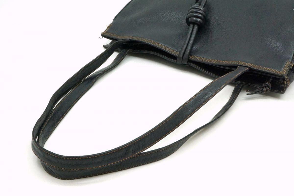 LOEWE Hand Shoulder Bag Tote Purse Leather Black Authentic