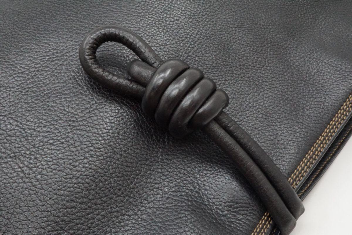 LOEWE Hand Shoulder Bag Tote Purse Leather Black Authentic
