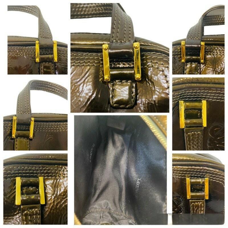 LOEWE Mini Hand Shoulder Bag Tote Purse Anagram Brown Authentic