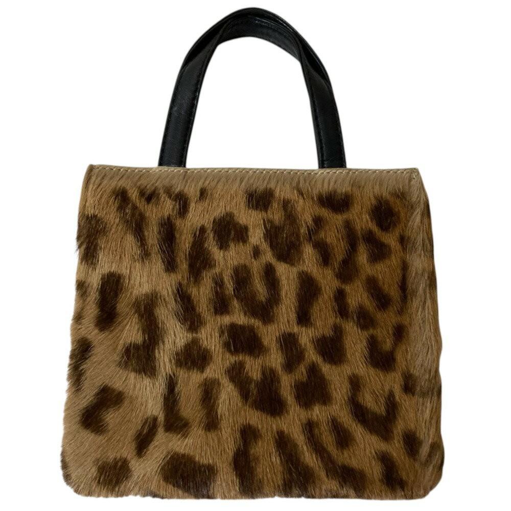 LOEWE Mini Hand Bag Tote Purse Logo Leather Black Brown Authentic